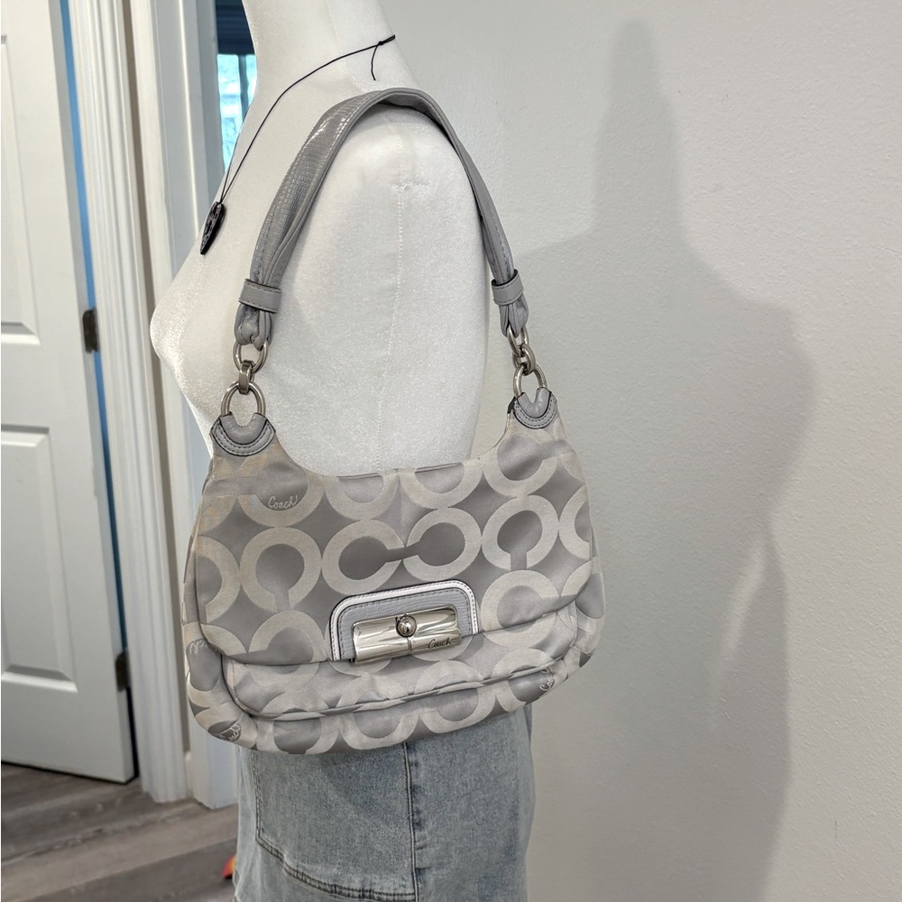 Vintage Coach Signature Canvas Gray Shoulder Bag